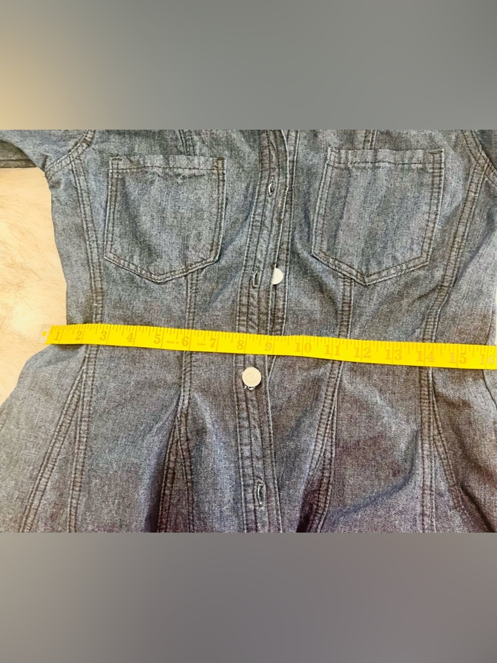 Fashion Nova Denim Button Front Mini Shirt Dress | Long Sleeve Collare - Picture 6 of 7